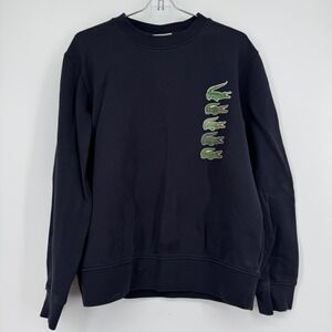 Lacoste Mens Classic Fit Multi-Logo Crocodile Sweatshirt Navy Blue Size M FR 4